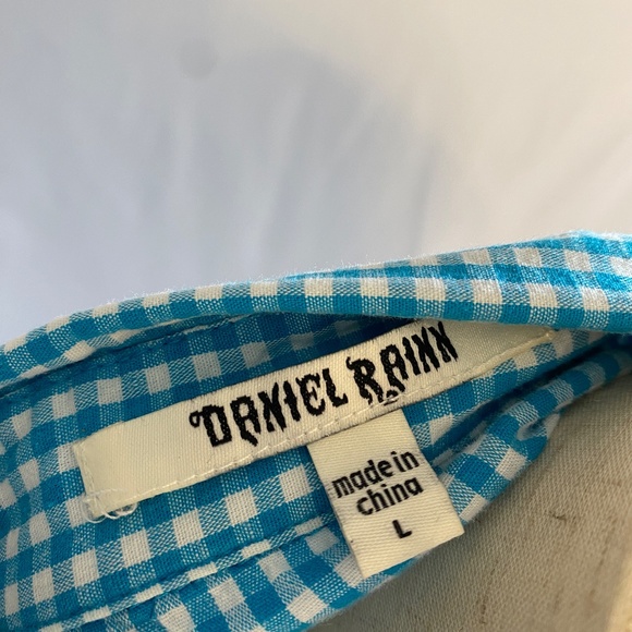 Daniel Rainn Aqua Gingham Plaid Button-Down - Women's Size Large - Picture 4 of 4